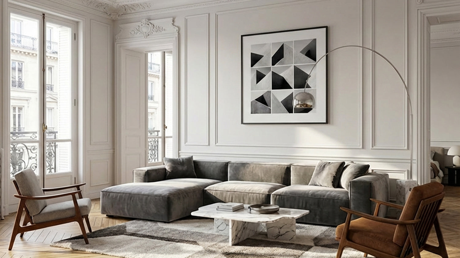 Framed black and white architectural fine art photograph, Beau Édition