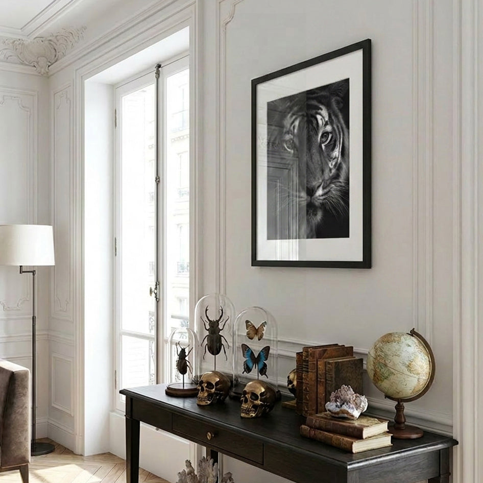 Animal Illusions – extinct wildlife fine art prints, black and white, matte black frame | Beau Edition