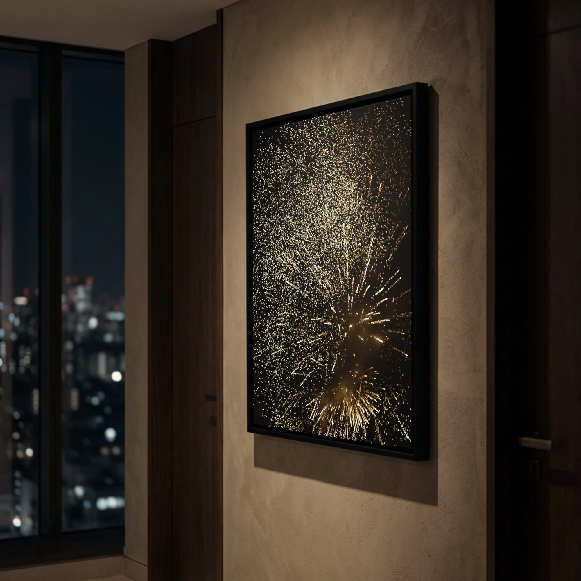 Fireworks — fine art collection, framed fireworks print in interior | Beau Edition