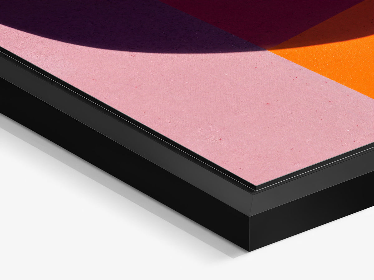 Electric Summer 09 – black matt floater frame close-up, concept car on an orange background fine art print | Beau Edition