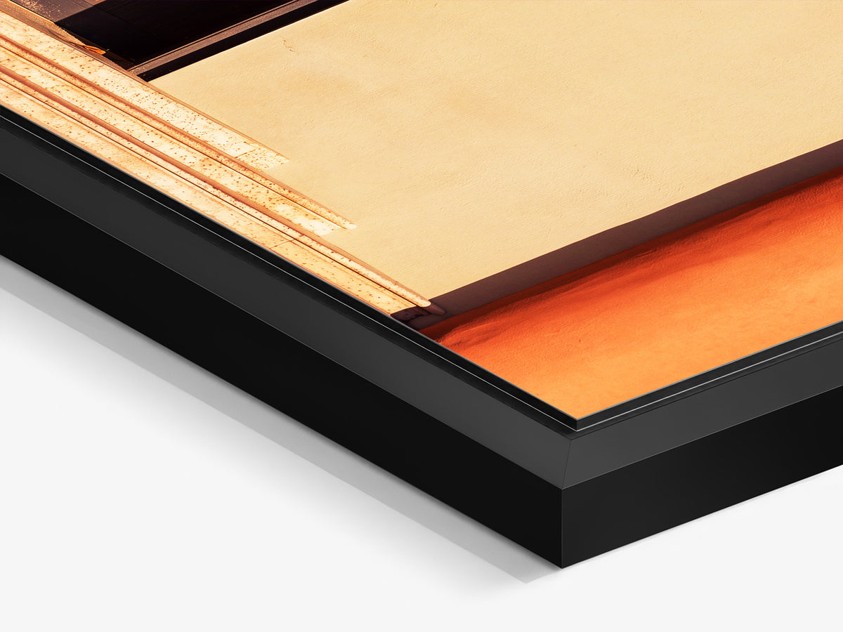 Electric Summer 10 – black matt floater frame close-up, tropical Art Deco architecture fine art print | Beau Edition