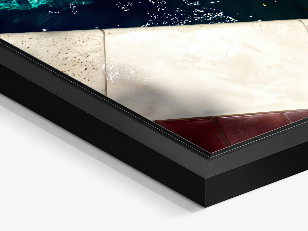 Electric Summer 11 – black matt floater frame close-up, motel pool fine art print | Beau Edition