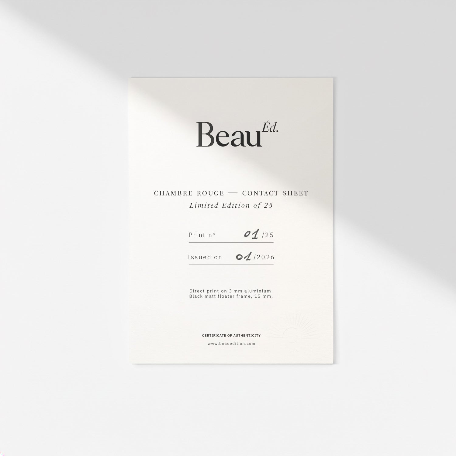 Chambre Rouge — Contact Sheet. Limited edition of 25 – fine art photography print, limited edition artwork | Beau Edition