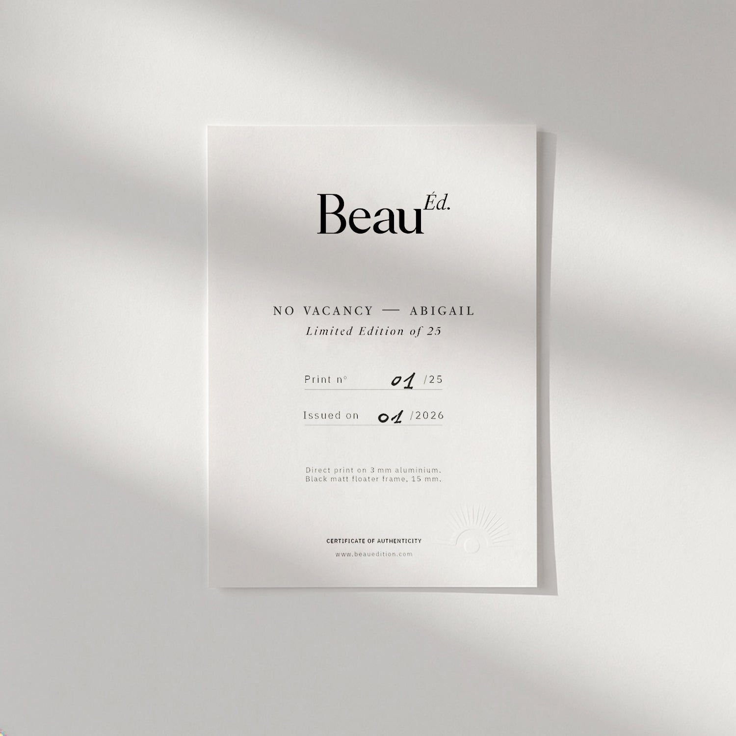 No Vacancy — Abigail. Limited edition of 25 – fine art photography print, limited edition artwork | Beau Edition