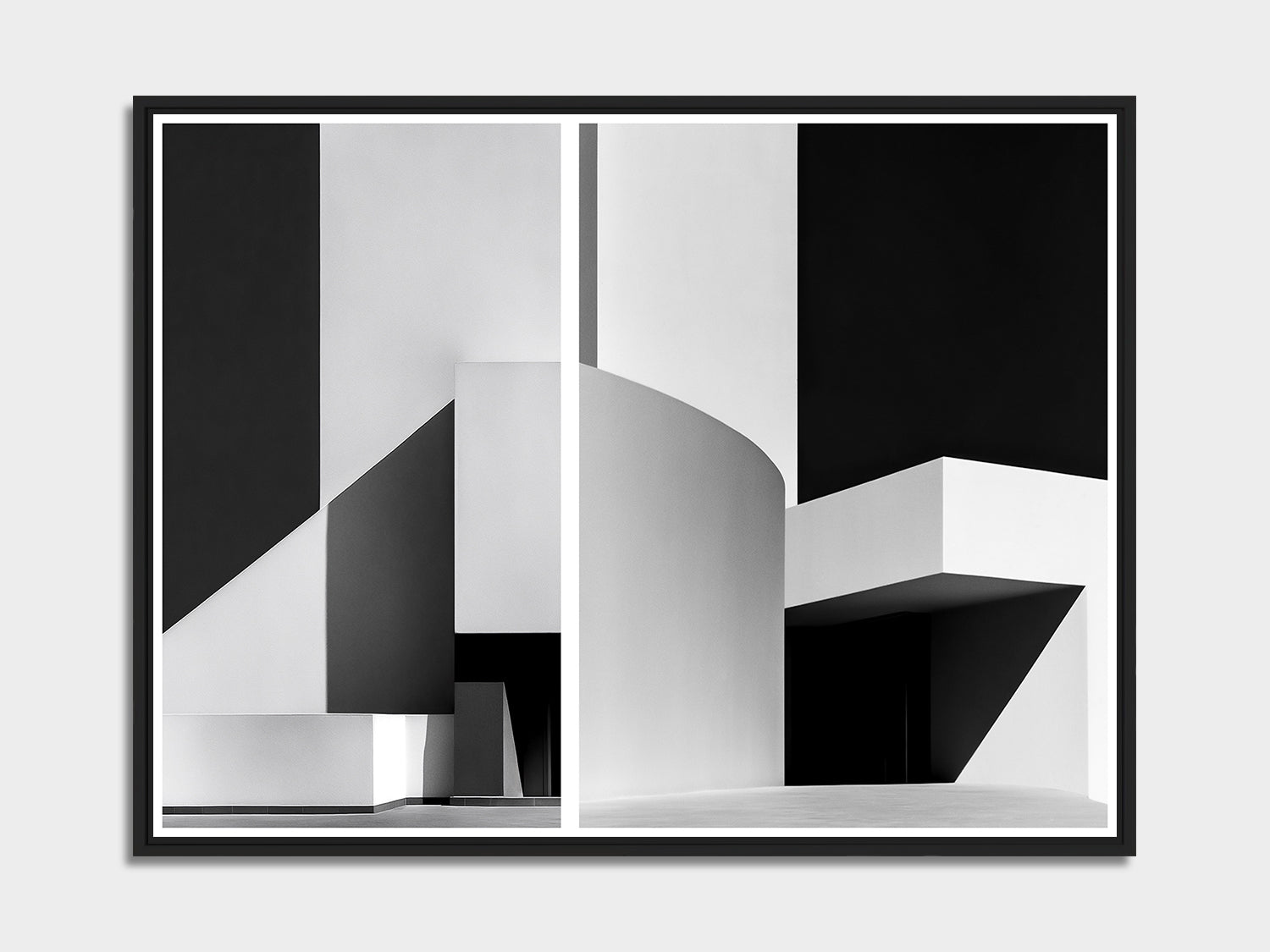 Monolith 02 – black and white mineral photography print, black matt floater frame | Beau Edition