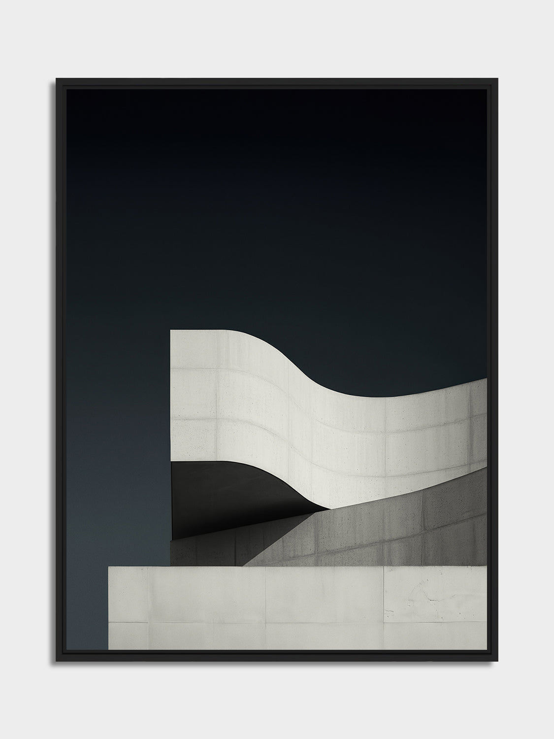 Monolith 03 – black and white mineral photography print, black matt floater frame | Beau Edition