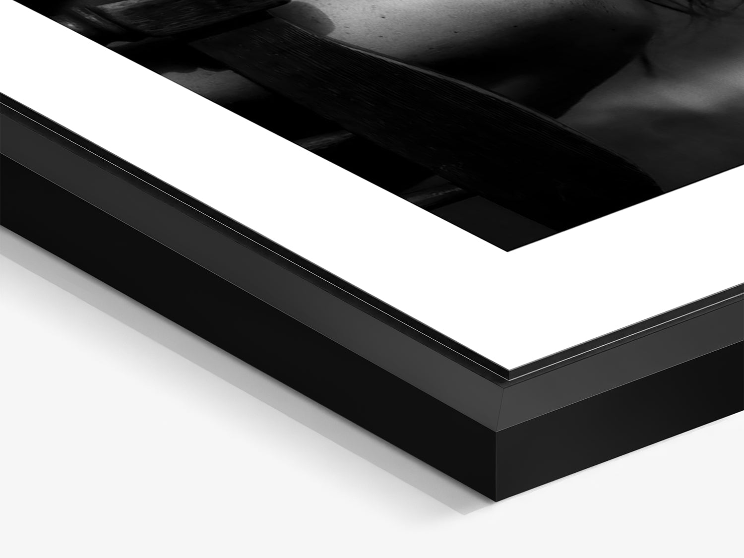 Veil 06 – gros plan du cadre flottant noir mat, tirage d'art photographique | Édition Beau