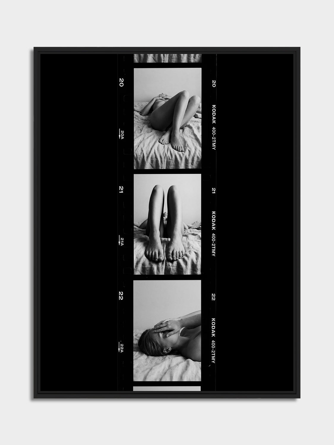 contact sheet 02-abigail – contact sheet fine art nude print, print on aluminium, black matt floater frame | Beau Edition