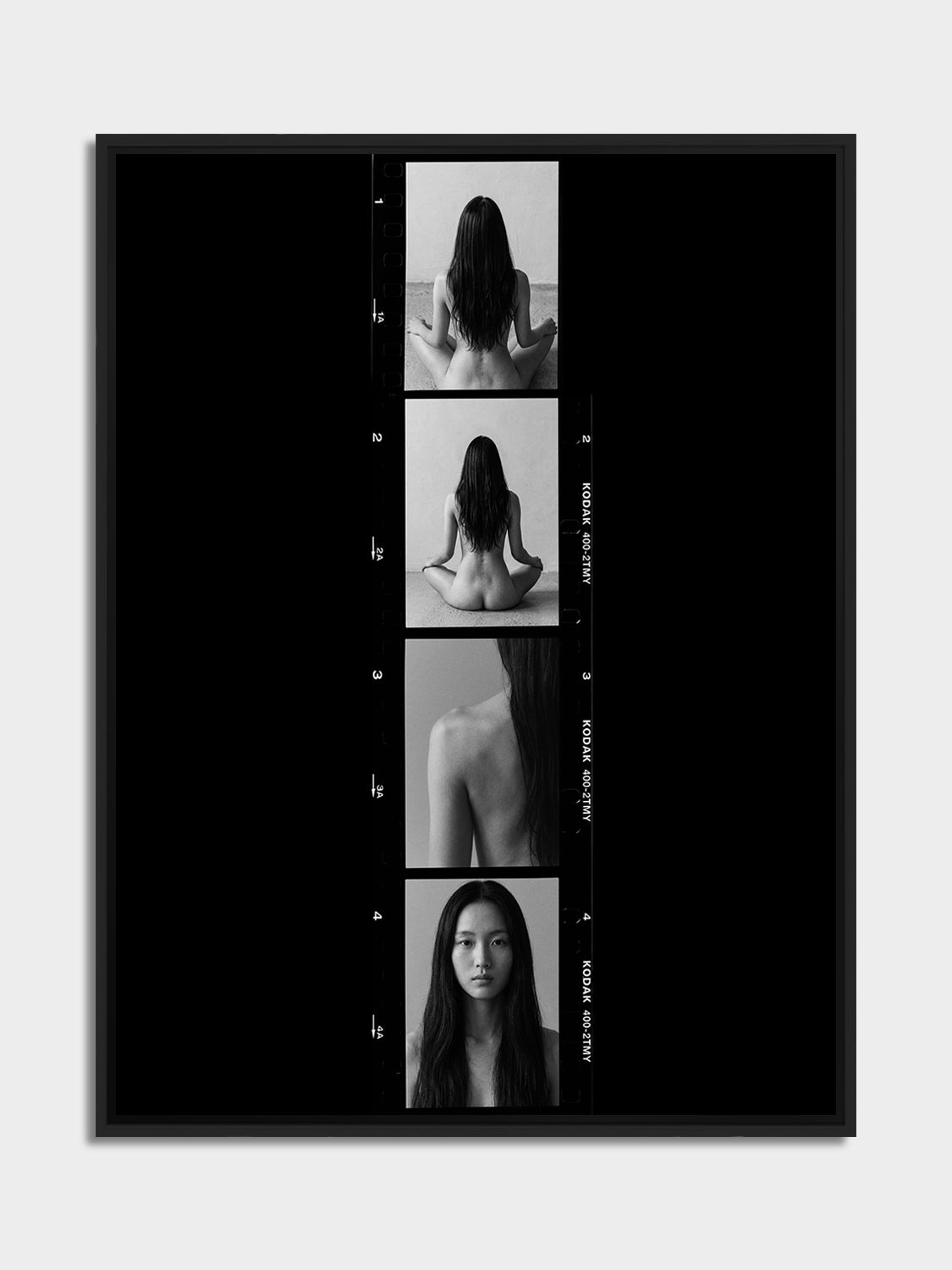 contact sheet 06 - Hakura – contact sheet fine art nude print, print on aluminium, black matt floater frame | Beau Edition