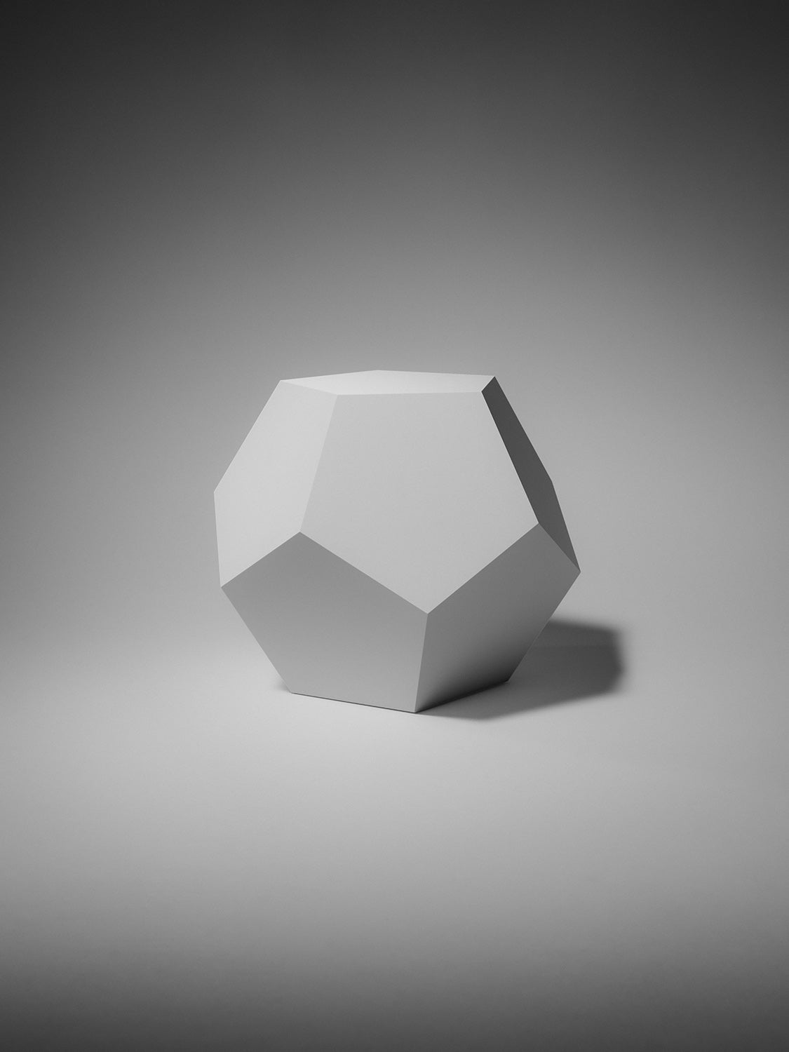 Dodecahedron in transparency, black and white fine art print, Platonic solid of aether — Beau Edition