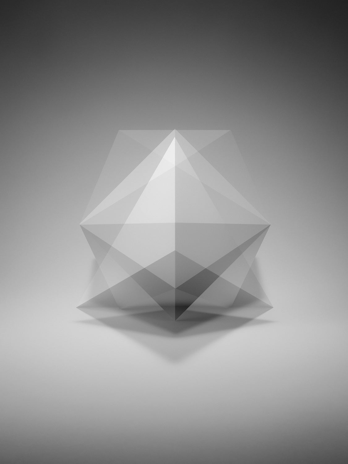 Double exposure of Platonic solids, ideas falling into place, black and white fine art print — Beau Edition