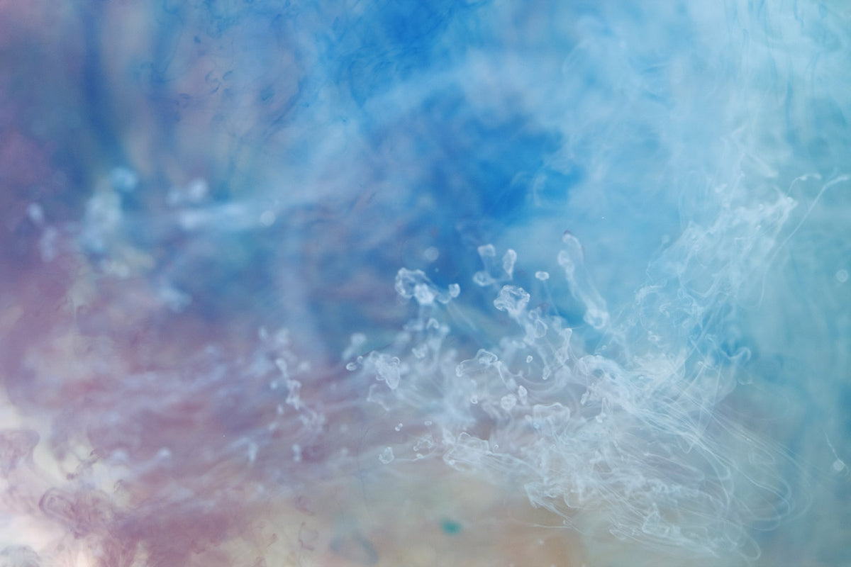 In Between 08 – blue ink spray with mauve haze, fine art print | Beau Edition