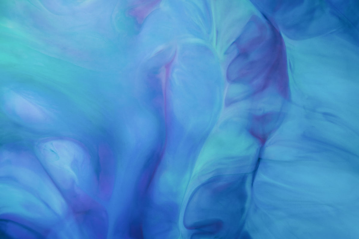 In Between 09 – blue ink folds with turquoise and violet, fine art print | Beau Edition