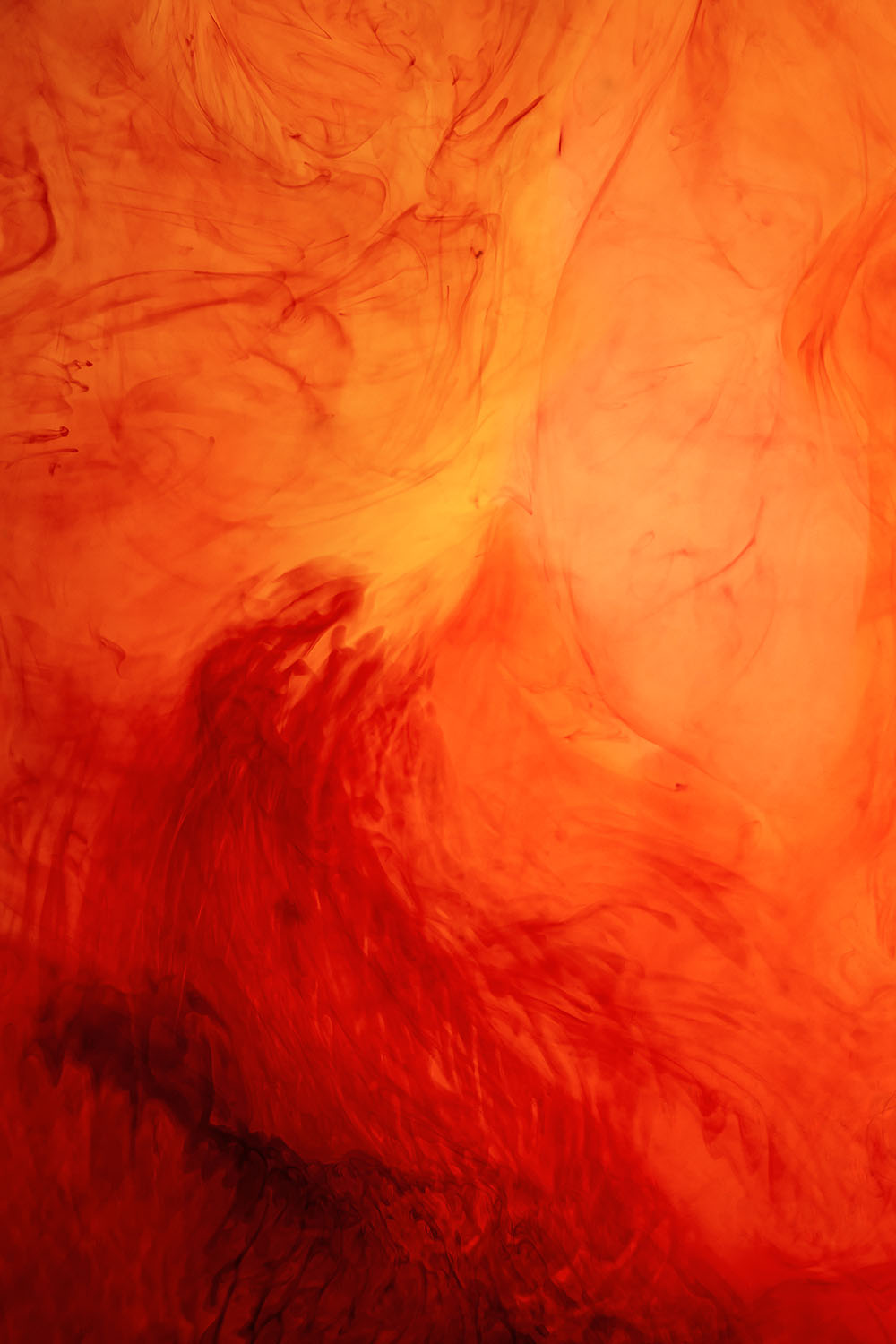 In Between 17 – tangerine and red ink swirls, fine art print | Beau Edition