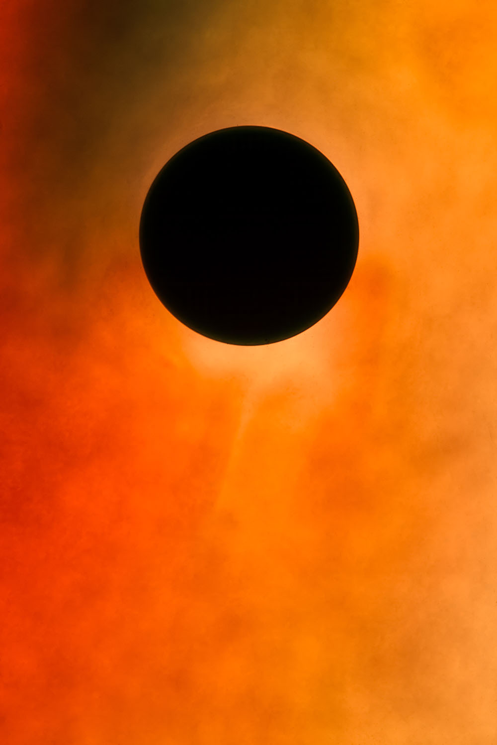 In Between 19 – black disc on a burnt orange halo, fine art print | Beau Edition