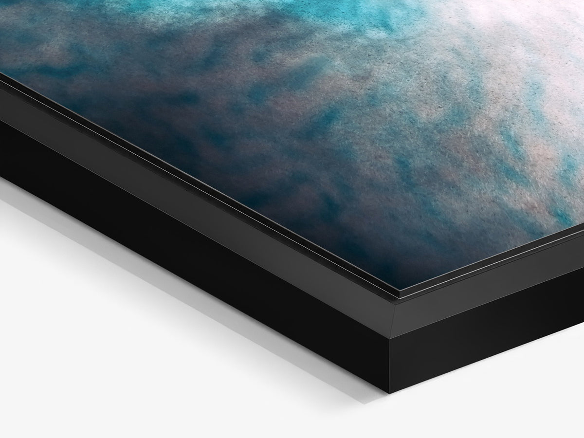 In Between 20 – black matt floater frame close-up, ink in water fine art print | Beau Edition