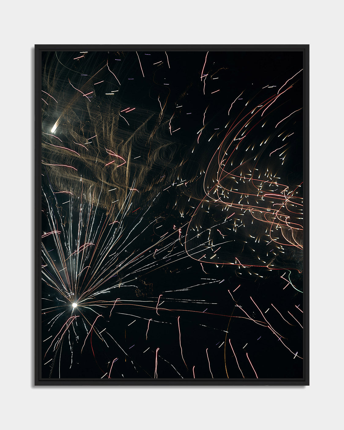 Fireworks 06 – fireworks fine art photography print, black matt floater frame | Beau Edition