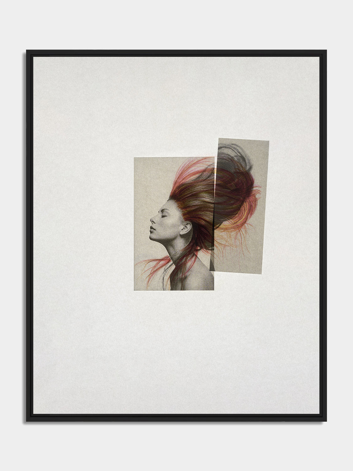 Chevelures 01 — hair in flight by Nicolas Jurnjack, framed print in a black matt floater frame, front view — Beau Edition