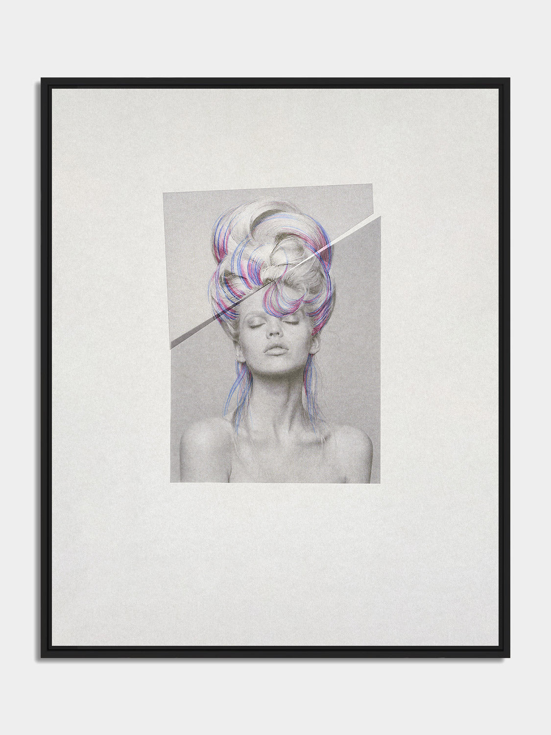 Chevelures 02 — a tower of curls by Nicolas Jurnjack, framed print in a black matt floater frame, front view — Beau Edition