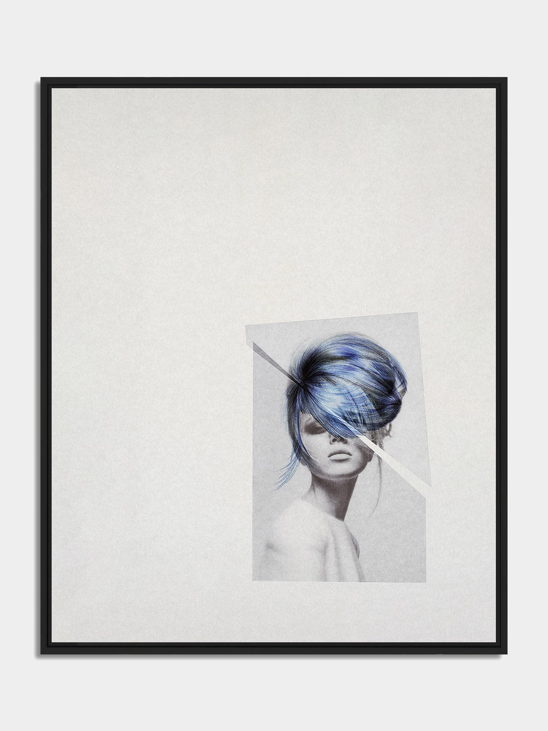 Chevelures 04 — blue fringe by Nicolas Jurnjack, framed print in a black matt floater frame, front view — Beau Edition