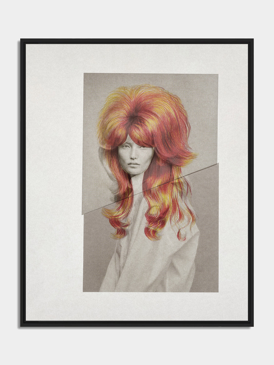 Chevelures 05 — a mane of fire by Nicolas Jurnjack, framed print in a black matt floater frame, front view — Beau Edition