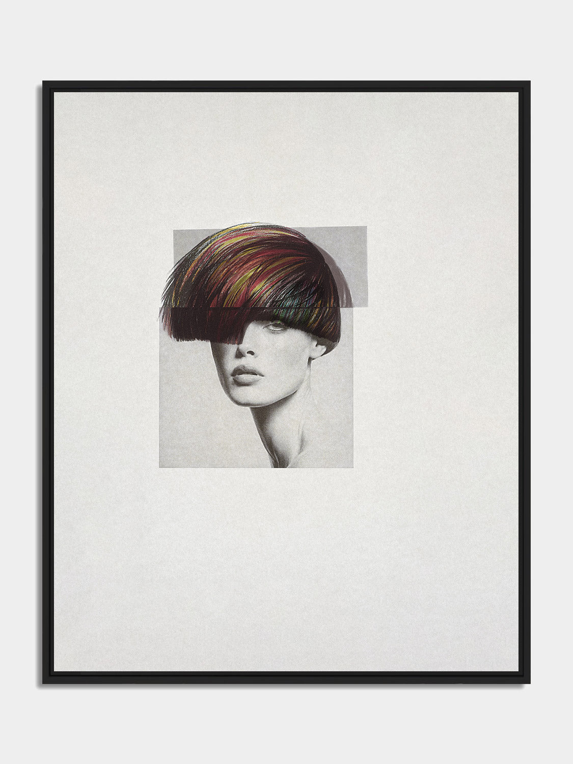 Chevelures 06 — bowl cut in every colour by Nicolas Jurnjack, framed print in a black matt floater frame, front view — Beau Edition