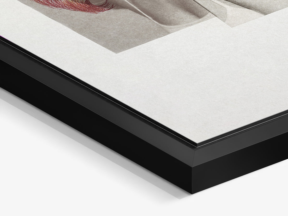 Chevelures 03 — corner detail of the black matt floater frame and aluminium print — Beau Edition