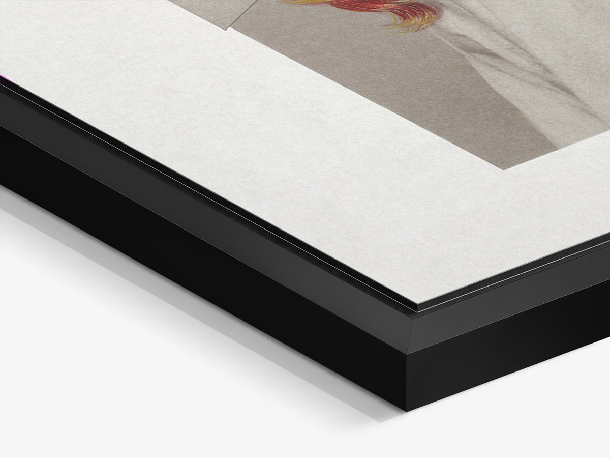 Chevelures 05 — corner detail of the black matt floater frame and aluminium print — Beau Edition