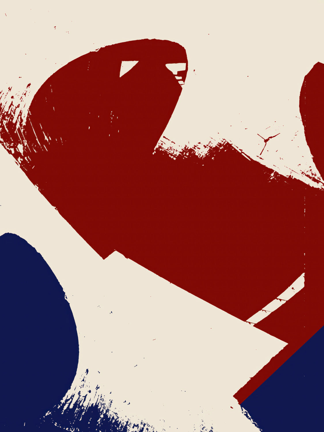 Ink & Concrete 01 – dark red and navy graphic print, flat artwork | Beau Edition