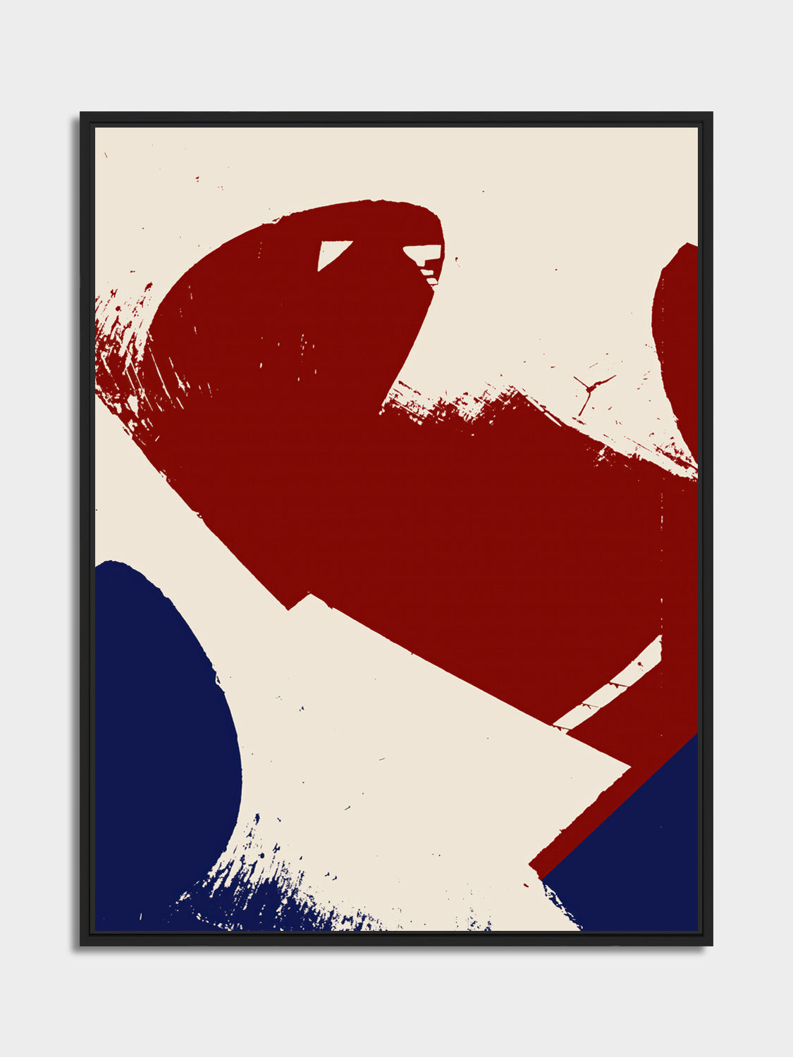 Ink & Concrete 01 – dark red and navy graphic print, black matt floater frame | Beau Edition
