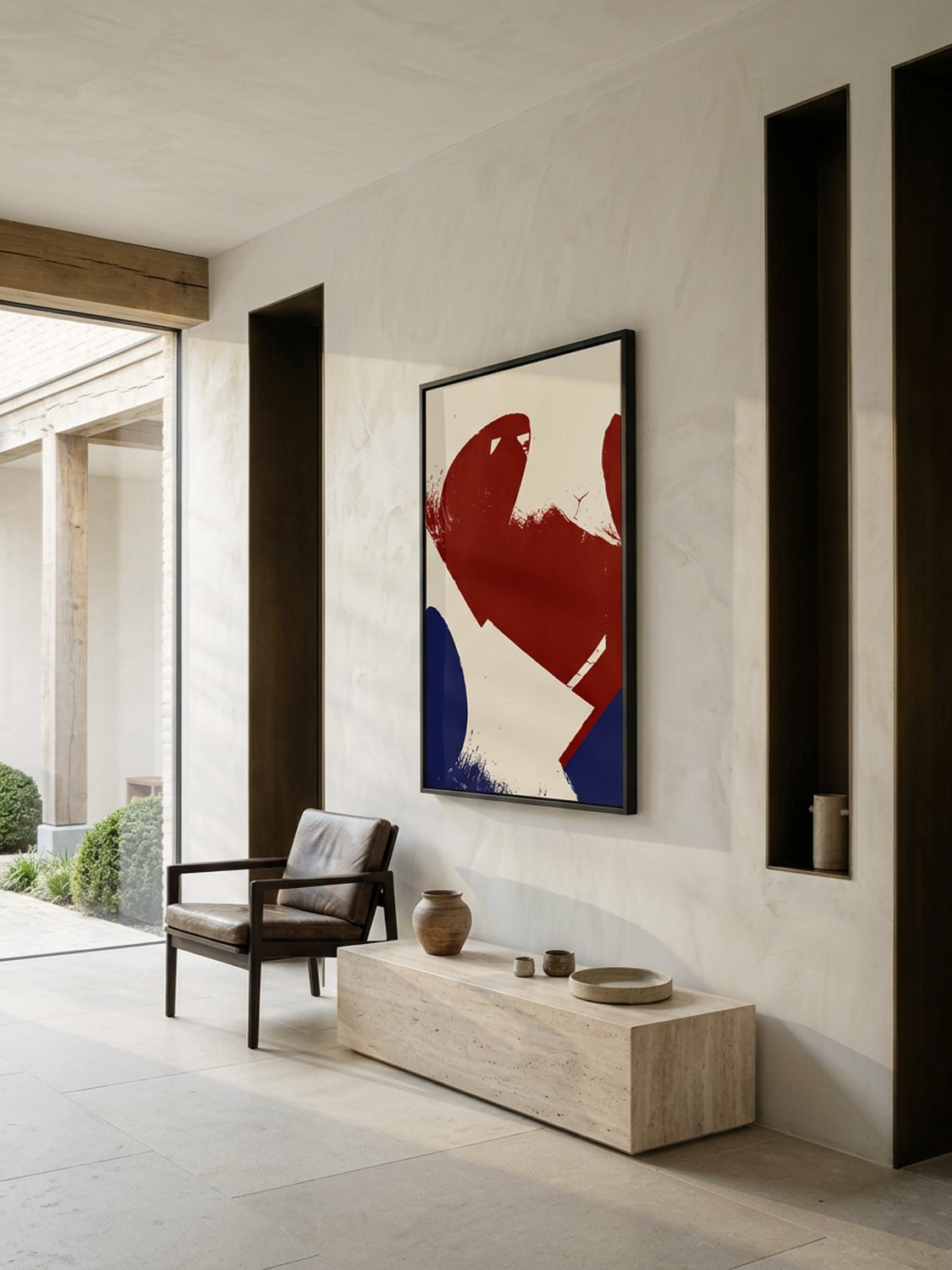 Ink & Concrete 01 – interior wall art, dark red and navy graphic print | Beau Edition