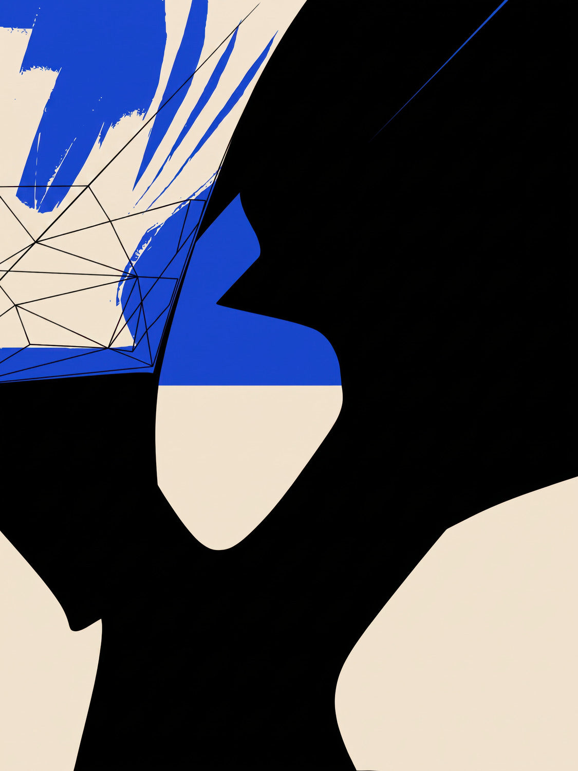 Ink & Concrete 02 – tirage graphique bleu cobalt et noir, visuel seul | Beau Edition