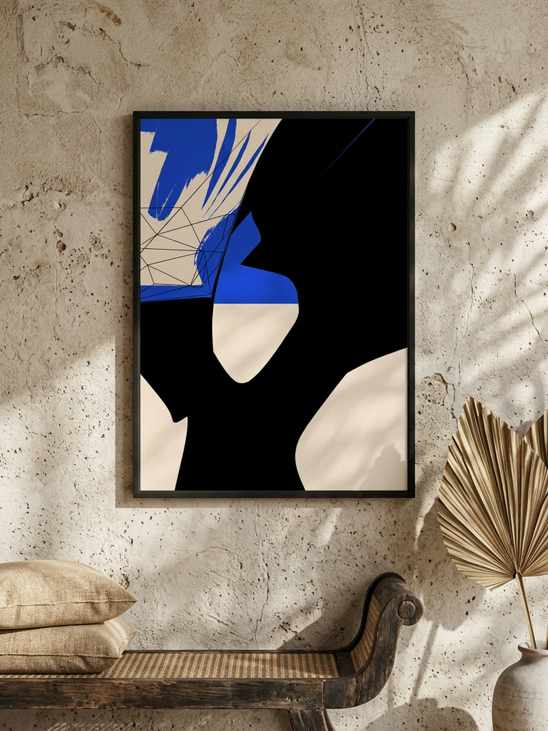 Ink & Concrete 02 – décoration murale, seconde vue, tirage graphique bleu cobalt et noir | Beau Edition