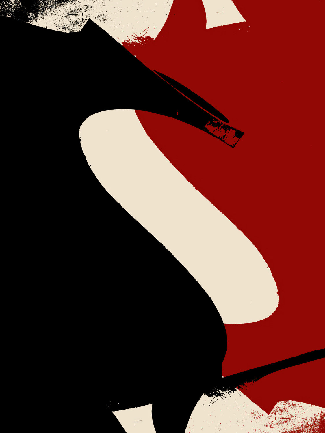 Ink & Concrete 03 – black and dark red graphic print, flat artwork | Beau Edition