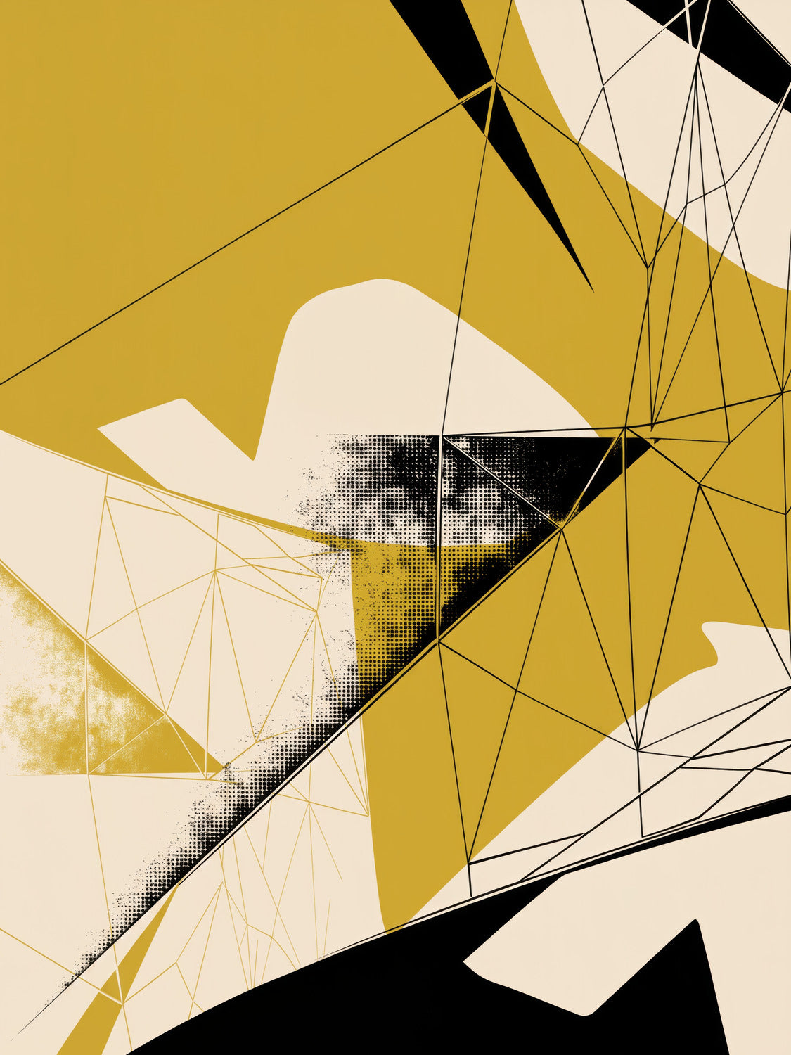 Ink & Concrete 05 – mustard and black graphic print, flat artwork | Beau Edition