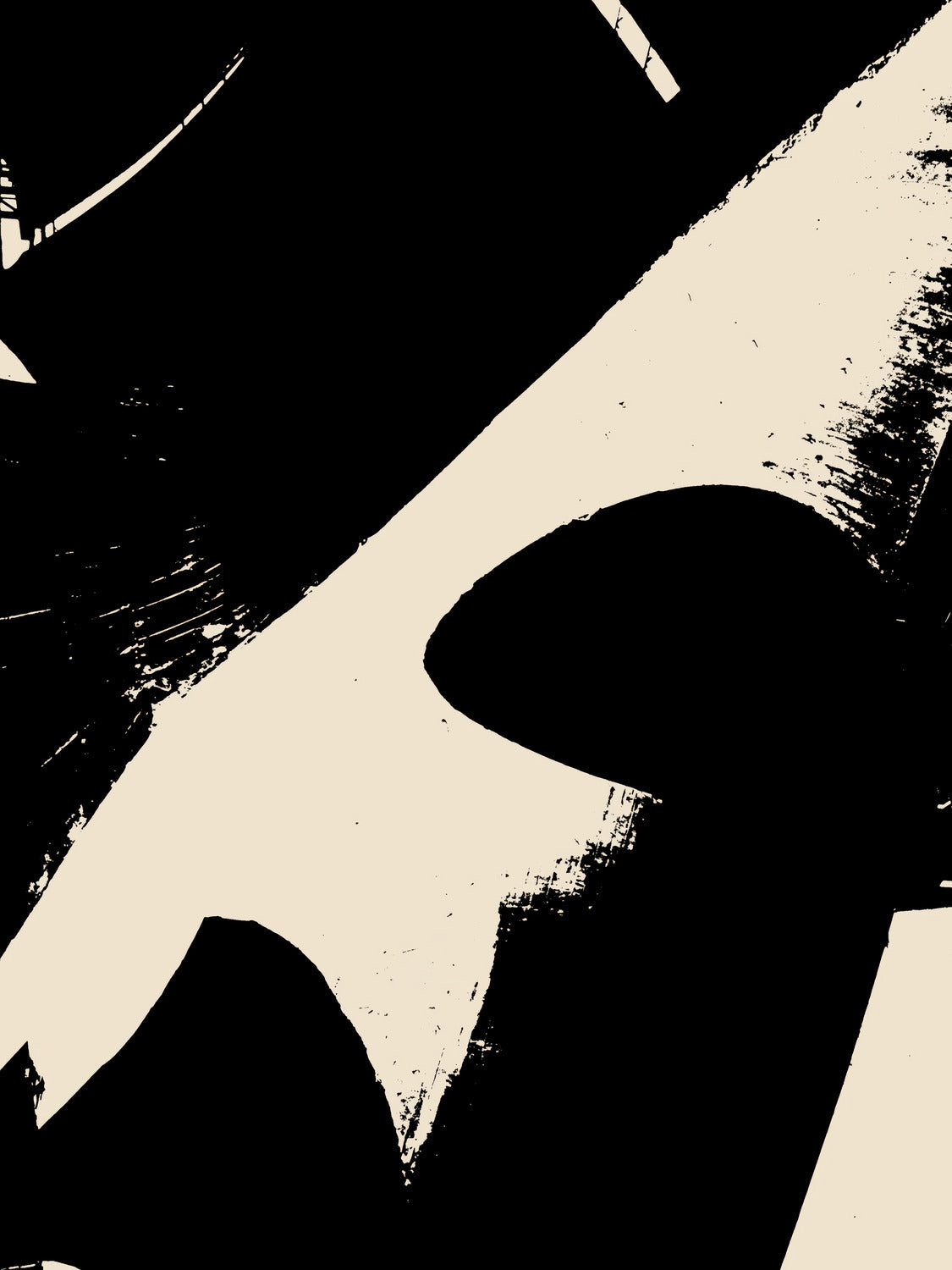 Ink & Concrete 06 – black and cream graphic print, flat artwork | Beau Edition