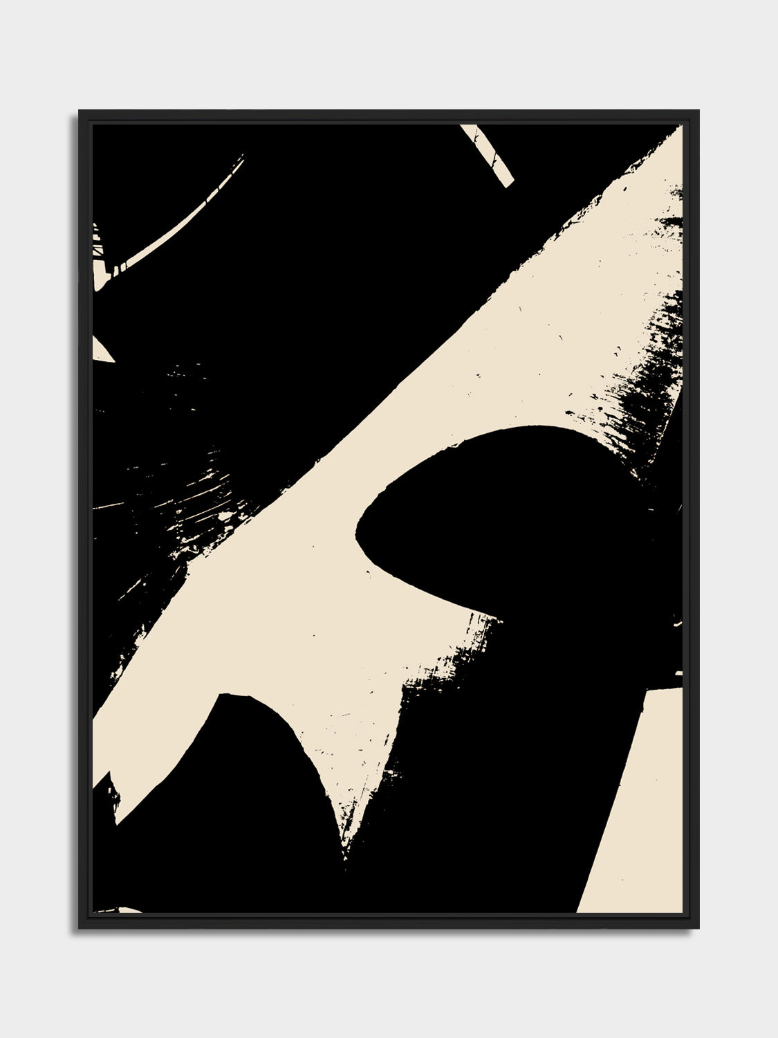 Ink & Concrete 06 – black and cream graphic print, black matt floater frame | Beau Edition