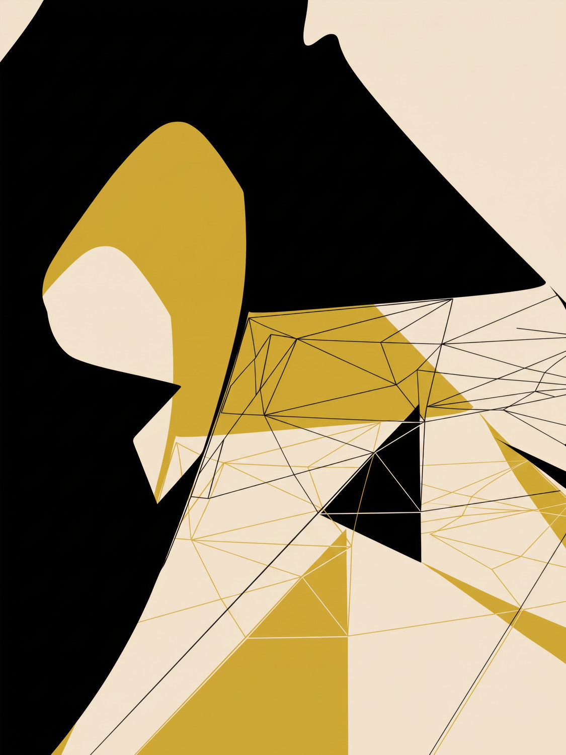 Ink & Concrete 07 – mustard and black graphic print, flat artwork | Beau Edition