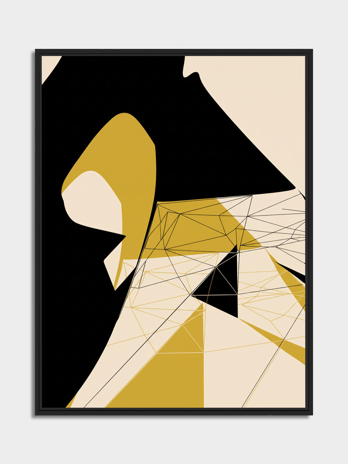 Ink & Concrete 07 – mustard and black graphic print, black matt floater frame | Beau Edition