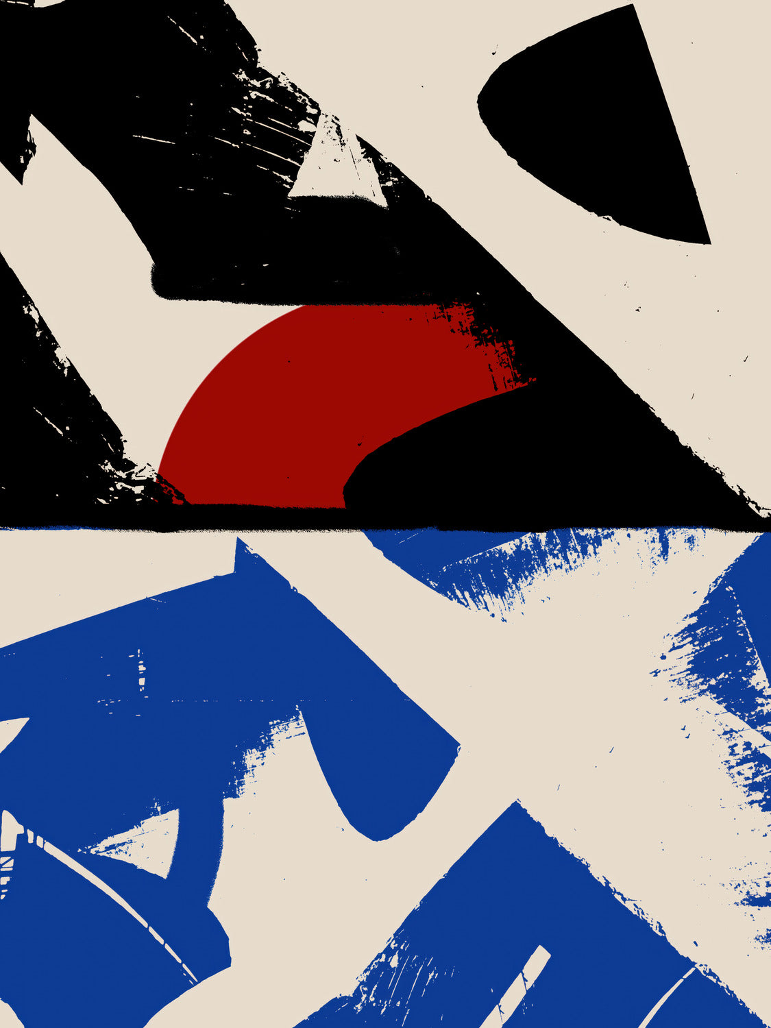 Ink & Concrete 08 – tirage graphique noir, rouge et bleu cobalt, visuel seul | Beau Edition