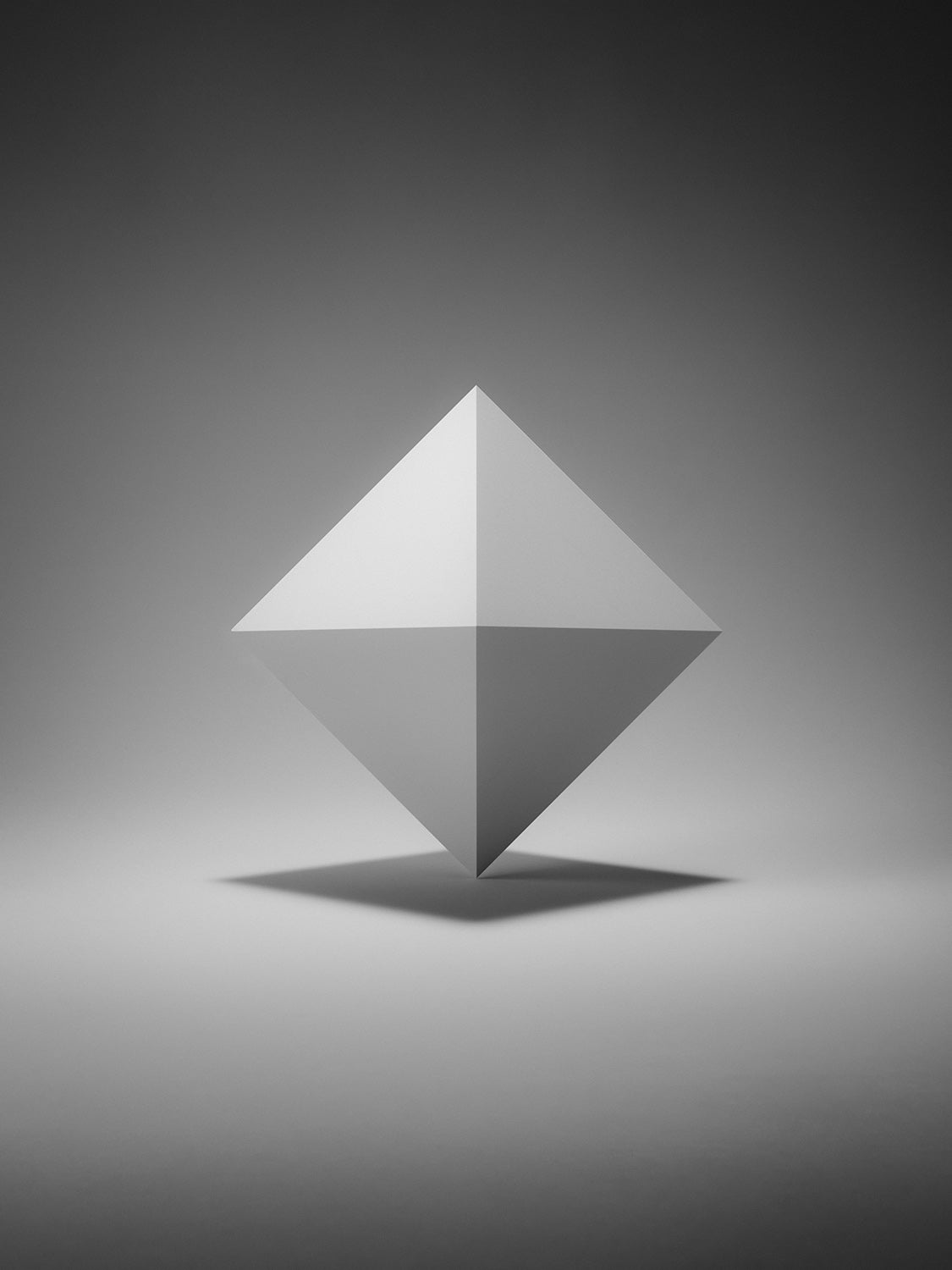 Octahedron in transparency, black and white fine art print, Platonic solid of air — Beau Edition