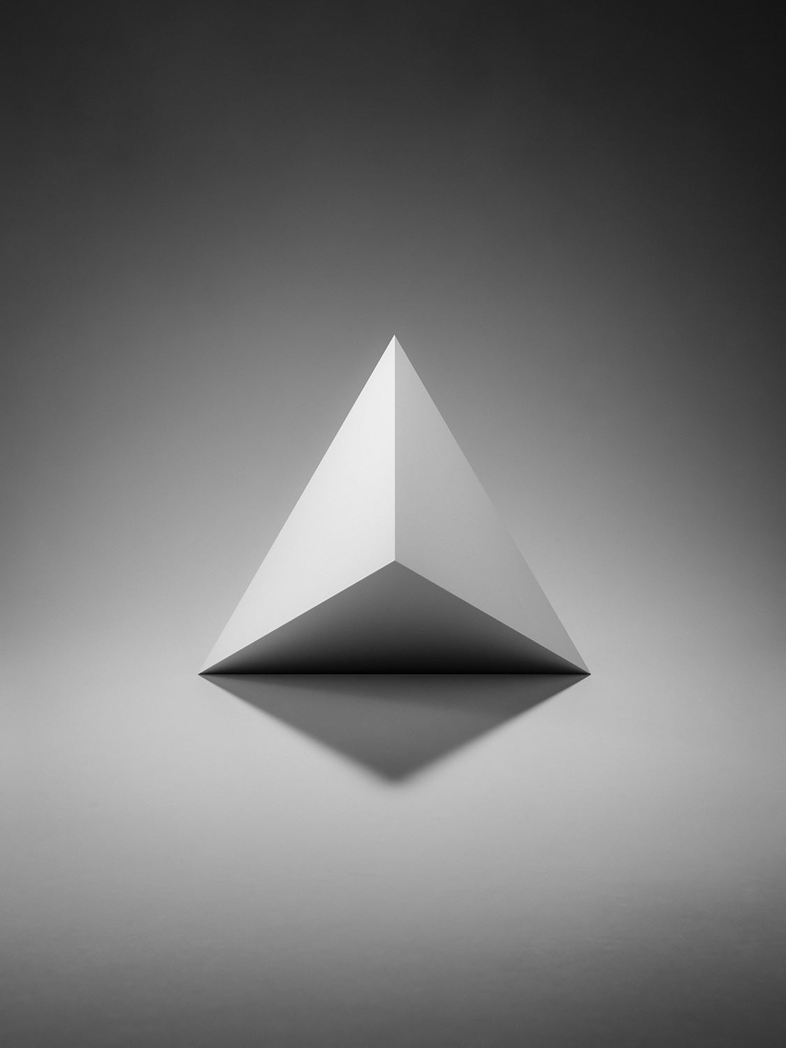 Tetrahedron in transparency, black and white fine art print, Platonic solid of fire — Beau Edition