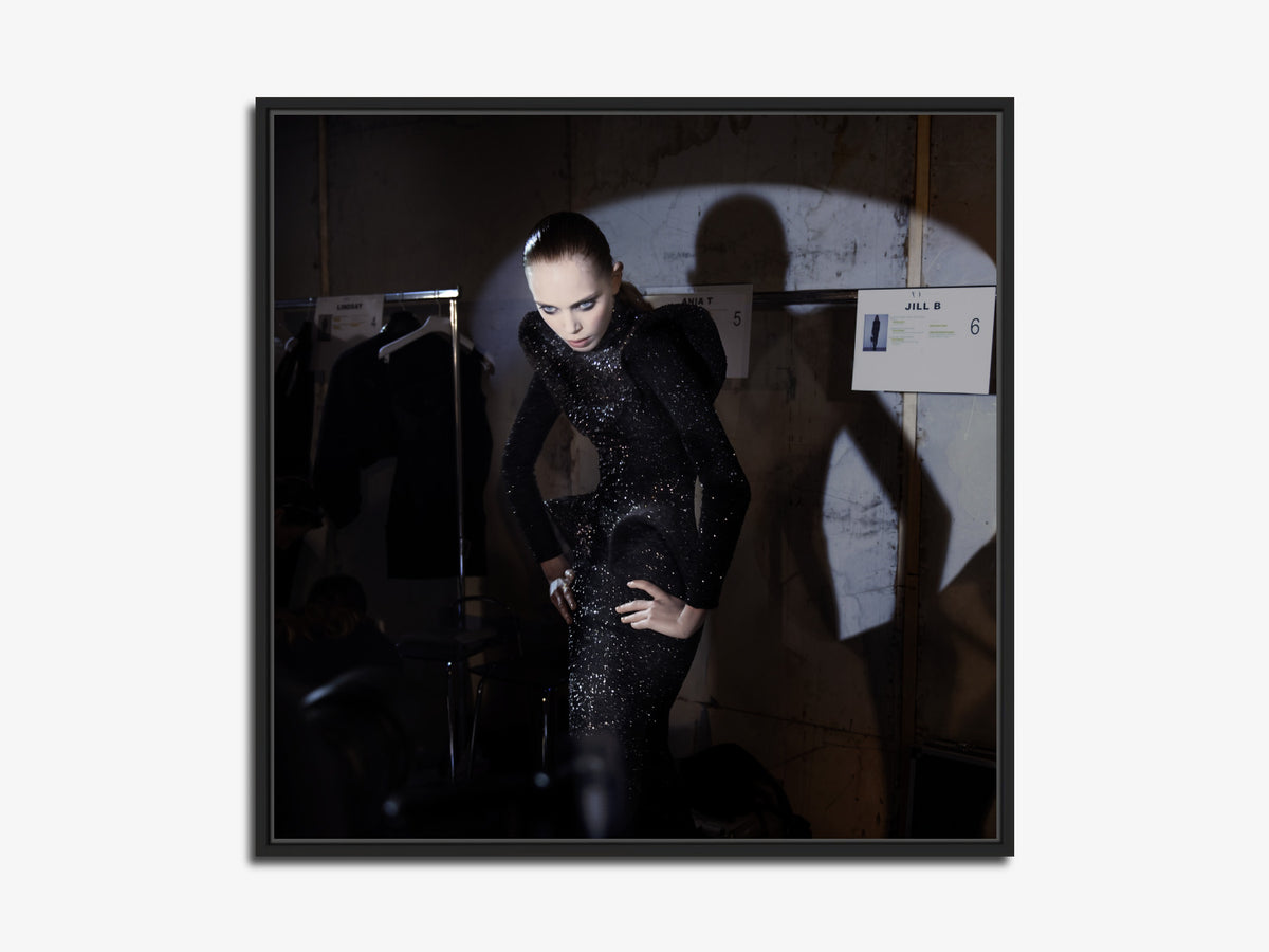 The Other Side of the Picture 02 – Tanya Dziahileva backstage at Nina Ricci, fine art print, black matt floater frame | Beau Edition