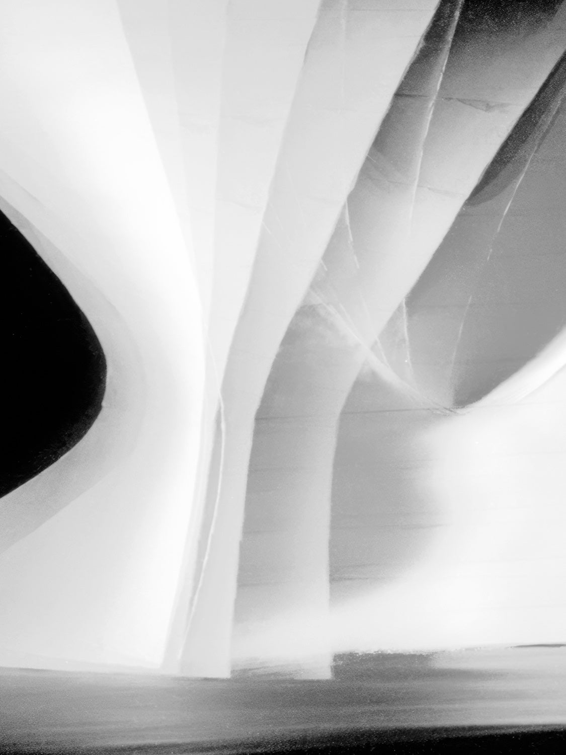 TWA Flight Center 07 – light study on the TWA terminal model, black matt floater frame close-up, view 3 | Beau Edition